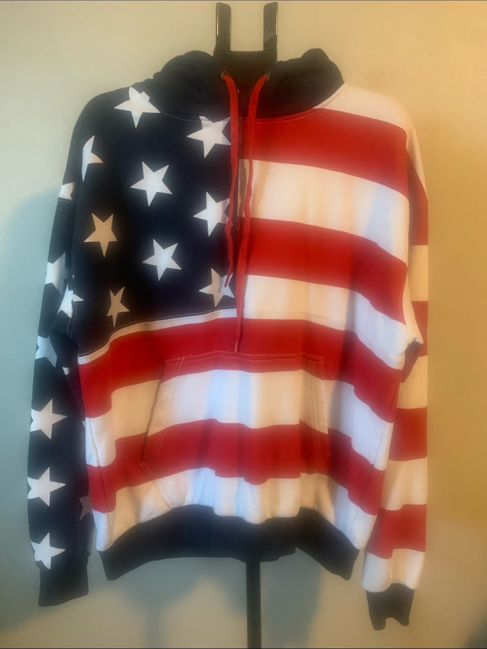 Men's American Flag Pullover Hoodie - Red White Blue
